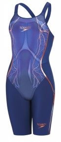Costum de înot de concurs pentru femei Speedo Fastskin LZR Racer X Closedback Kneeskin Blue Costum de înot de concurs pentru femei Speedo Fastskin LZR Racer X Closedback Kneeskin Blue