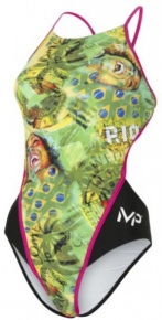 Costum de baie de damă Michael Phelps Corco Lady Open Back Green/Yellow