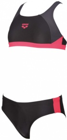 Costum de baie fete Arena G Ren Two Pieces Junior Black/Deep Grey/Fluo Red Costum de baie fete Arena G Ren Two Pieces Junior Black/Deep Grey/Fluo Red