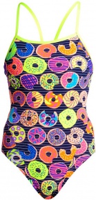 Costum de baie de damă Funkita Dunking Donuts Single Strap One Piece Costum de baie de damă Funkita Dunking Donuts Single Strap One Piece