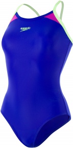 Costum de baie de damă Speedo Thinstrap Racerback Chroma Blue/Bright Zest/Neon Orchid