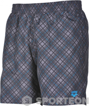 Pantaloni scurți pentru înot Arena Printed Check 2 Boxer Grey/Turquoise