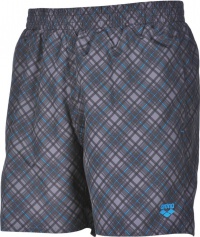 Pantaloni scurți pentru înot Arena Printed Check 2 Boxer Grey/Turquoise