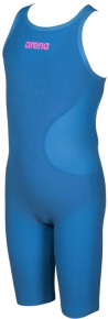 Costum de înot de concurs pentru fete Arena Powerskin R-Evo One FBSLOB Junior Blue/Powder Pink