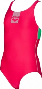 Costum de baie fete Arena Basics Swim Pro Back One Piece Junior Freak Rose/Golf Green