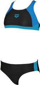 Costum de baie fete Arena Ren Two Pieces Junior Black/Pix Blue/Turquoise