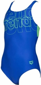Costum de baie fete Arena Spotlight Swim Pro Back One Piece Junior Neon Blue/Golf Green