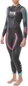 Costum de înot din neopren pentru femei Tyr Hurricane Wetsuit Cat 5 Women Black/Turquoise/Fuchsia