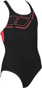 Costum de baie fete Arena Essentials Swim Pro Back One Piece Junior Black/Fluo Red