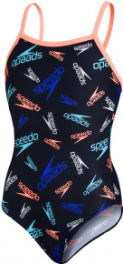 Speedo Boom Logo Thinstrap Muscleback Girl Black/Neon Fire/Light Adriatic Speedo Boom Logo Thinstrap Muscleback Girl Black/Neon Fire/Light Adriatic