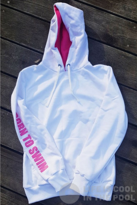 Bluză de sport cu glugă pentru copii BornToSwim Sweatshirt Hoodie Junior White/Pink