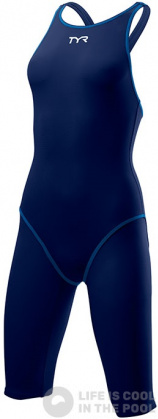 Costum de baie competiție femei Tyr Thresher Open Back Navy/Blue