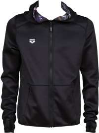 Bluză sport bărbați Arena M Hooded Spacer Reversible F/Z Jacket Black/Iridescent Stripe