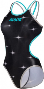 Arena Women One Swimsuit Double Cross One Back Black/Multi Arena Women One Swimsuit Double Cross One Back Black/Multi