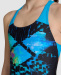 Arena Girls Multi Pixels Swim Pro Back Black/Turquoise