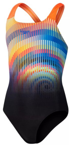 Speedo Printed Placement Powerback Girls Black/Orange Speedo Printed Placement Powerback Girls Black/Orange