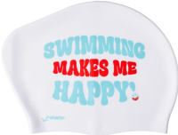 Finis Long Hair Silicone Cap Print White